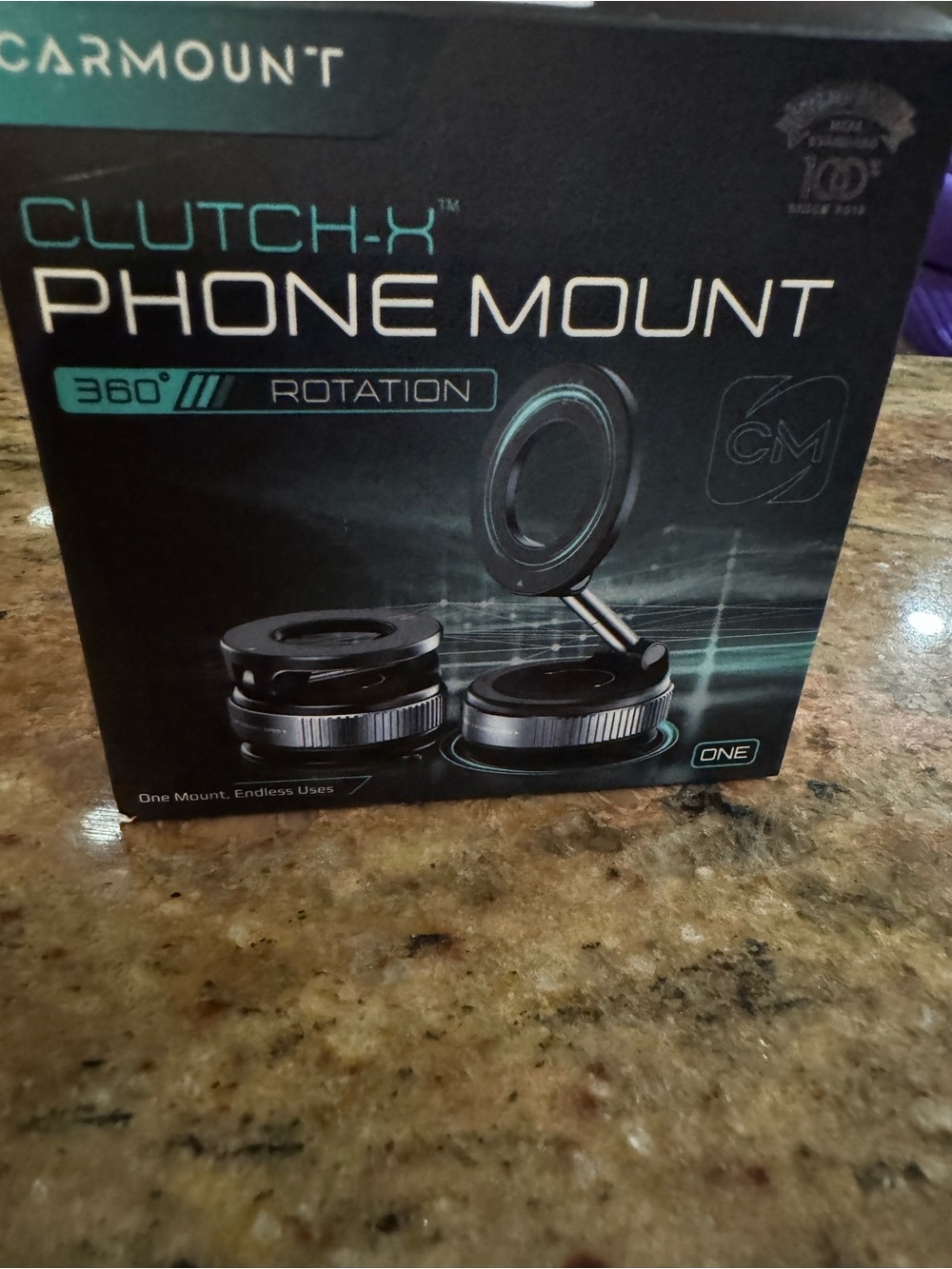 Clutch-X Black Phone Mount - 360° Rotation